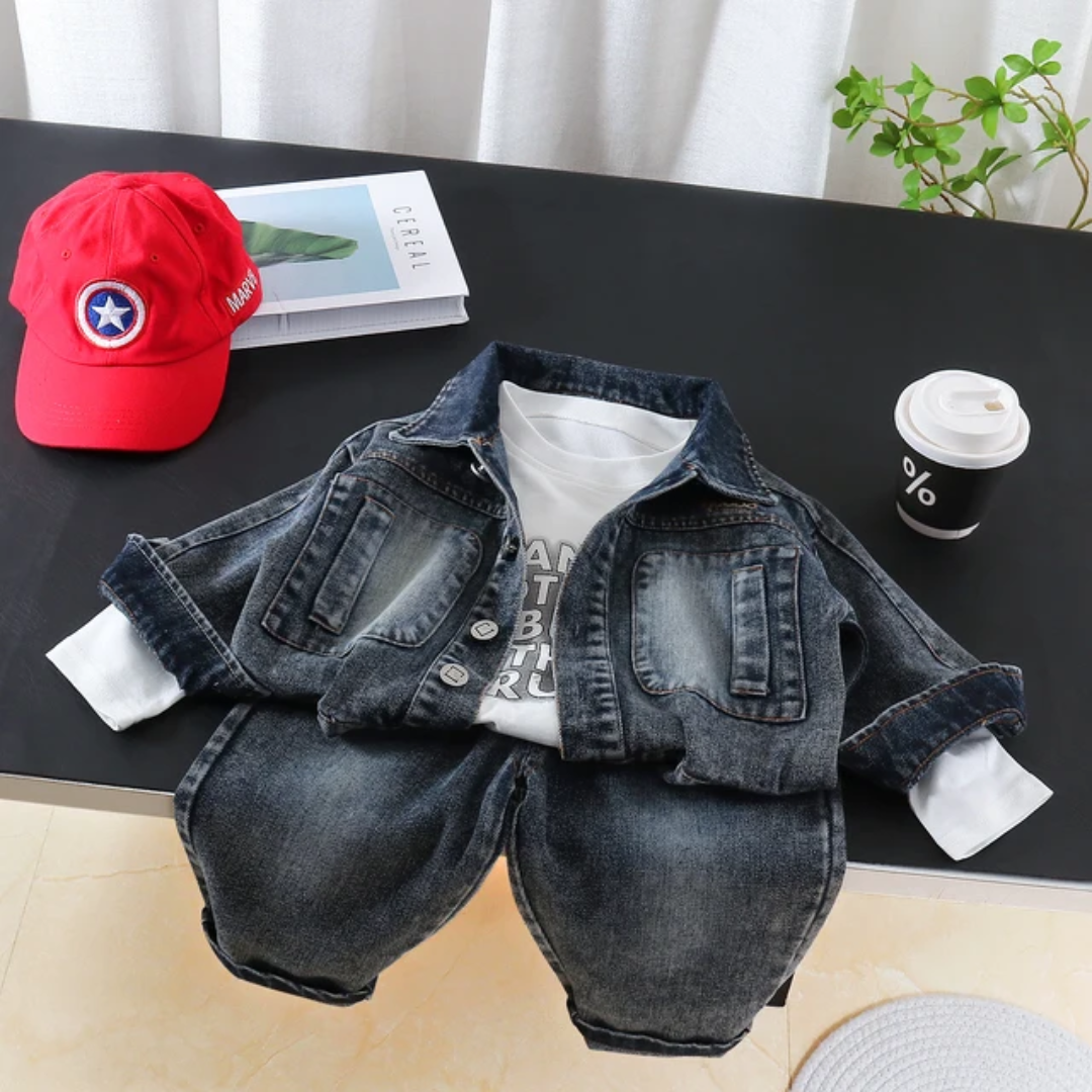 Kids Denim Street Style 3-Piece Set