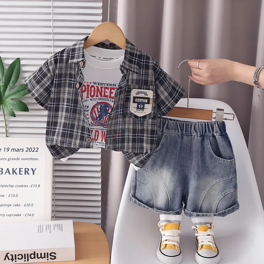 Rugged Little Dude Plaid Shirt Set