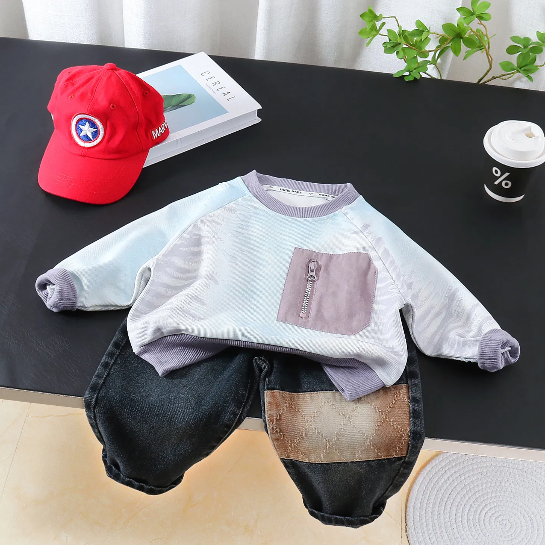 Boys Casual Sweatshirt & Denim Pants Set