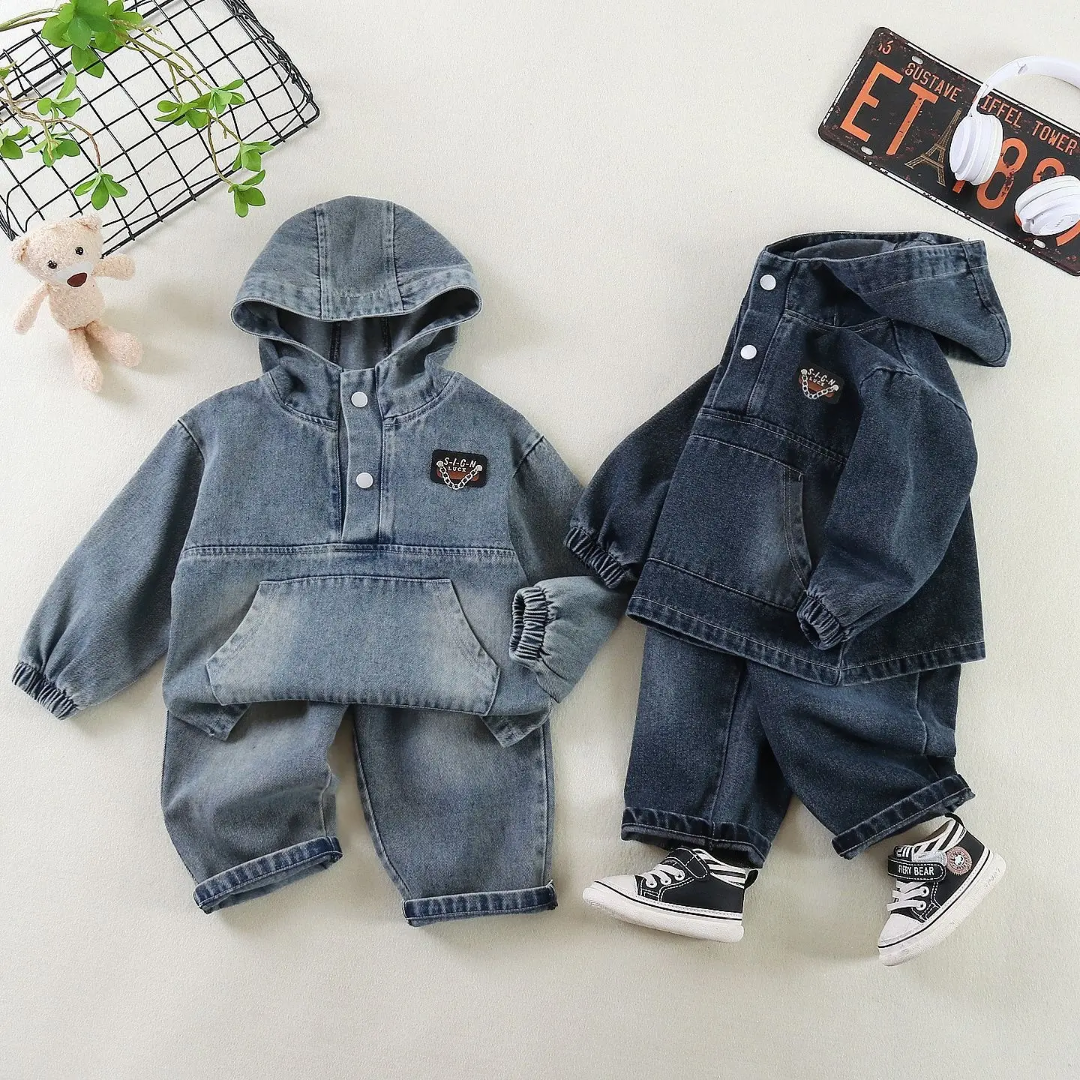 Denim Hooded 2PC Kids Set 🧸💙