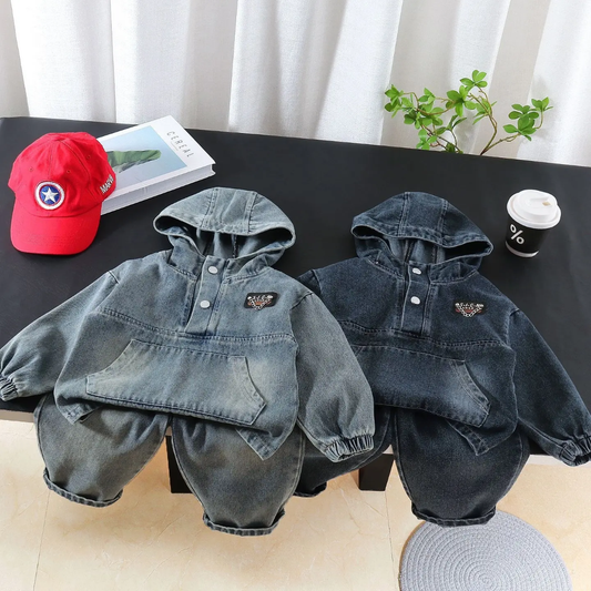 Denim Hooded 2PC Kids Set 🧸💙