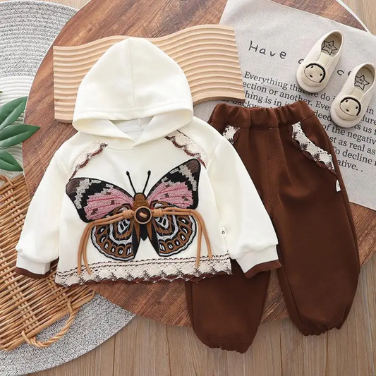 Girls Premium Butterfly Hoodie & Jogger Set 🦋🤎