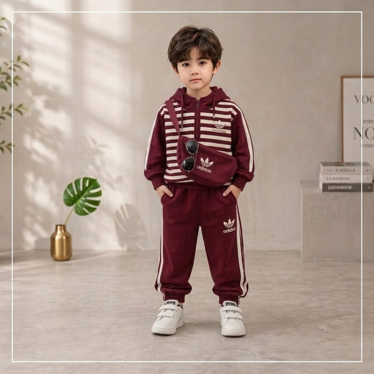 Kids Striped Hoodie & Track Pant Set