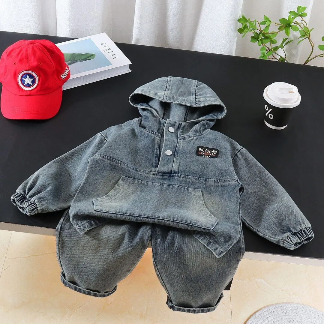 Denim Hooded 2PC Kids Set 🧸💙
