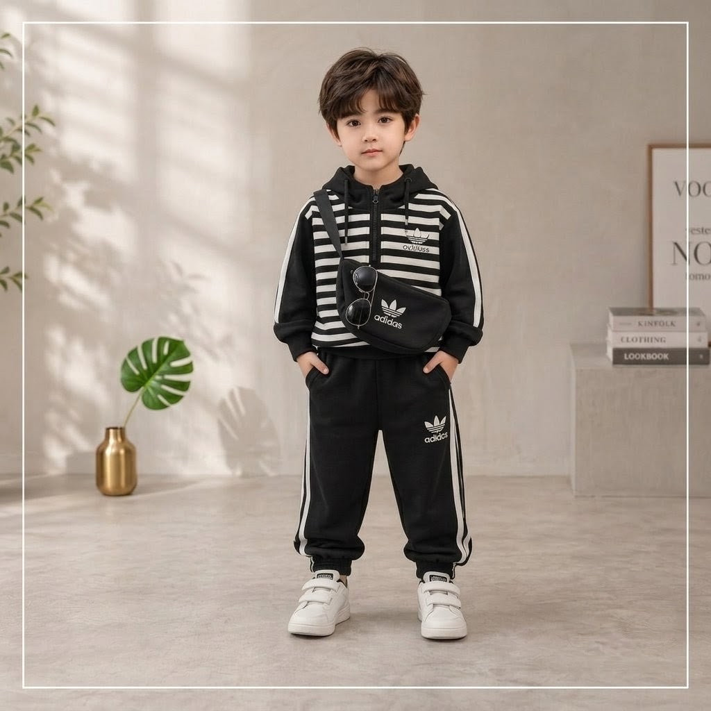 Kids Striped Hoodie & Track Pant Set