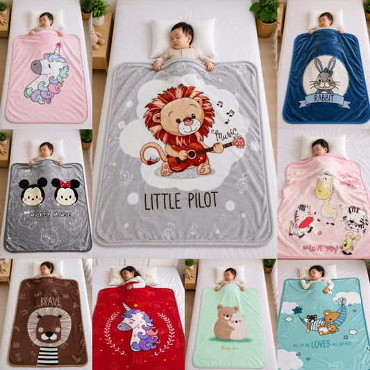 Ultra-Soft Cartoon Fleece Baby Blanket