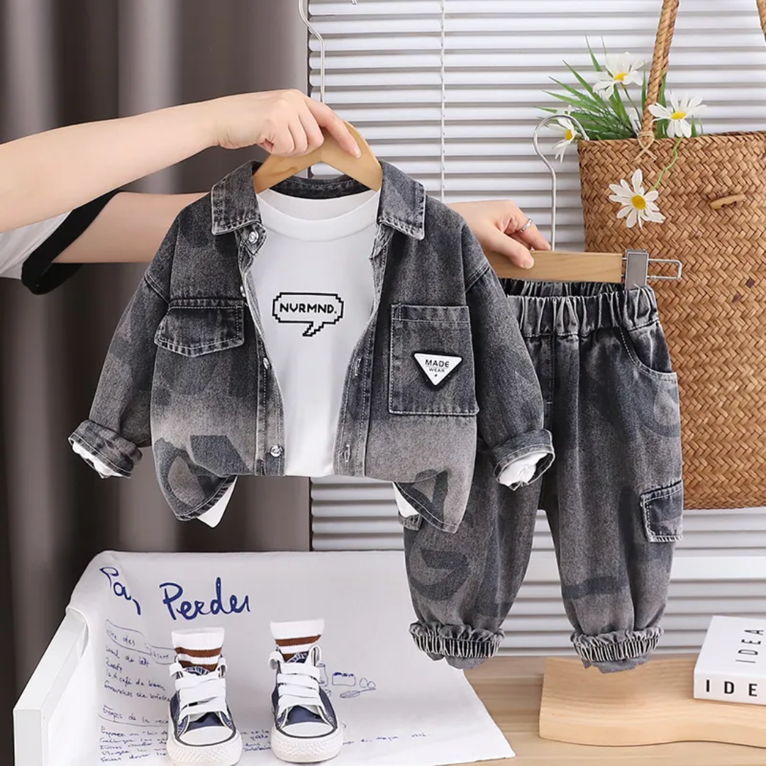 Kids Washed Denim 3 Pc Set